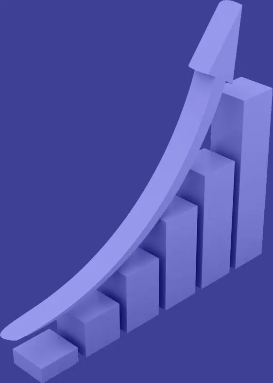 Gráfico de crescimento empresarial com seta ascendente